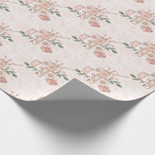 Pink Baby Girl Blocks and Shoes Geschenkpapier (Ecke)