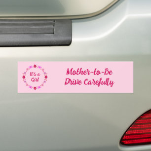 Pink Baby Girl Butterfets und Blume nach Maß Autoaufkleber