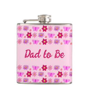 Pink Baby Girl Butterfets und Blume nach Maß Flachmann