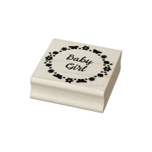 Pink Baby Girl Butterfets und Blume nach Maß Gummistempel