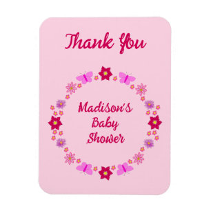 Pink Baby Girl Butterfets und Blume nach Maß Magnet