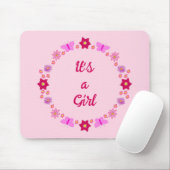 Pink Baby Girl Butterfets und Blume nach Maß Mousepad (Mit Mouse)
