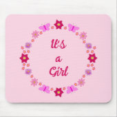 Pink Baby Girl Butterfets und Blume nach Maß Mousepad (Vorne)