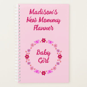 Pink Baby Girl Butterfets und Blume nach Maß Planer