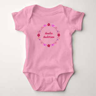 Pink Baby Girl Butterfets und Blume nach Maß Strampler