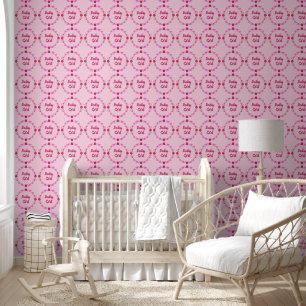 Pink Baby Girl Butterfets und Blume nach Maß Tapete