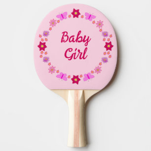 Pink Baby Girl Butterfets und Blume nach Maß Tischtennis Schläger