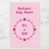 Pink Baby Girl Butterflies und Blume Babydusche Lebensmitteletikett (Einzelnes Label)