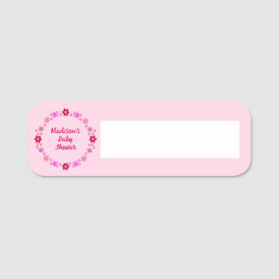 Pink Baby Girl Butterflies und Blume Babydusche Namensschild