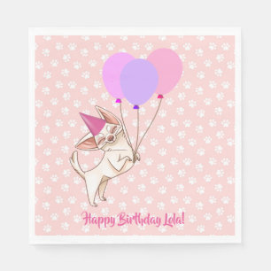 Pink Baby Girl Chihuahua Birthday Napkins Serviette