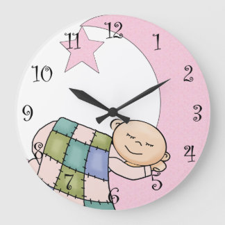 Pink Baby Girl Clocks Große Wanduhr