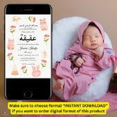 Pink Baby Girl Clothing Aqiqah Aqeeqa Muslim Einladung