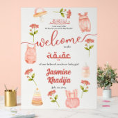 Pink Baby Girl Clothing Aqiqah Aqeeqa Willkommen Acrylschild (Hochzeit)