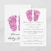 Pink Baby Girl Dusche Feet White Fuchsia Einladung (Vorne/Hinten)