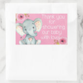 Pink Baby Girl Elephant Dusche Danke Aufkleber (Tasche)