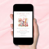 Pink Baby Girl Elephant & Giraffe Golf Baby Dusche Einladung