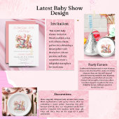 Pink Baby Girl Elephant & Giraffe Golf Baby Dusche Einladung