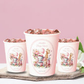 Pink Baby Girl Elephant & Giraffe Golf Baby Dusche Pappbecher