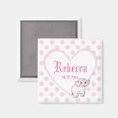 Pink Baby Girl Elephant Heart and Polka Dots Magnet (Vorderseite/Rückseite)