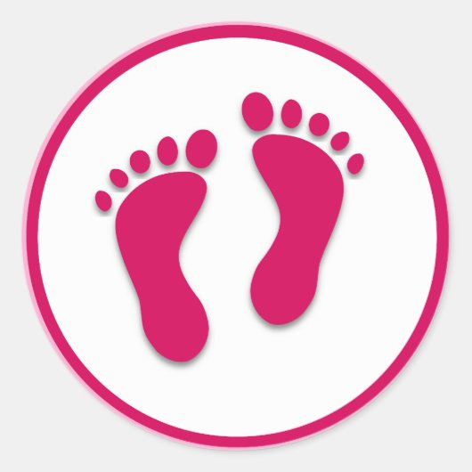 Pink Baby Girl Foot Prints Runder Aufkleber (Vorderseite)