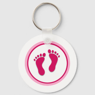 Pink Baby Girl Foot Prints Schlüsselanhänger