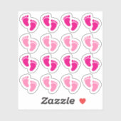 Pink Baby Girl Footprint Neugeborene Ankündigung Aufkleber (Blatt)