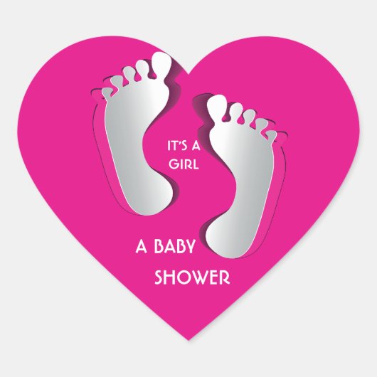 Pink Baby Girl FootPrints Baby Shower Sticker (Vorderseite)