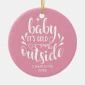 Pink Baby Girl Foto Baby's First Christmas Keramik Ornament (Vorne)