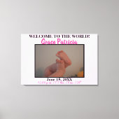 Pink Baby Girl Foto Birth Stats Leinwanddruck (Vorderseite)