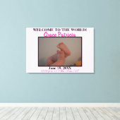 Pink Baby Girl Foto Birth Stats Leinwanddruck (Insitu (Holzboden))