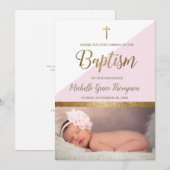 Pink Baby Girl Foto Christening Danke (Vorne/Hinten)