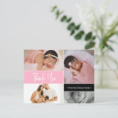 Pink Baby Girl Foto Collage Birth Intro Vielen Dan Postkarte (Stehend Vorderseite)
