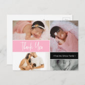 Pink Baby Girl Foto Collage Birth Intro Vielen Dan Postkarte (Vorne/Hinten)