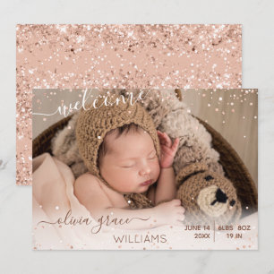 Pink Baby Girl Foto Geburtsankündigung Ankündigung