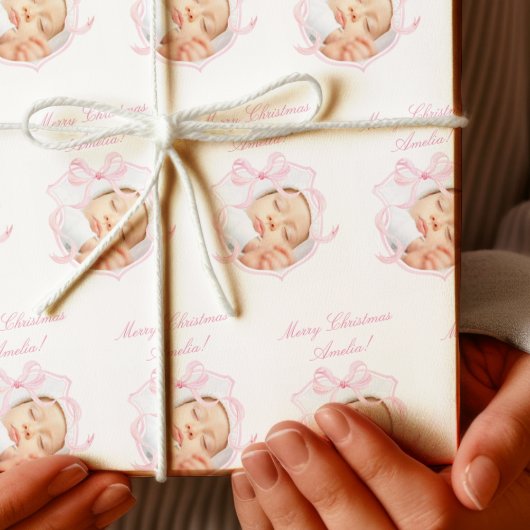 Pink Baby Girl Foto Wrapping Paper Geschenkpapier