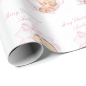 Pink Baby Girl Foto Wrapping Paper Geschenkpapier (Rolleneckpunkt)