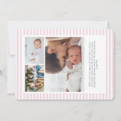 Pink Baby Girl Geburtskarte (Rückseite)