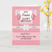 Pink Baby Girl Gemini Zodiac 1. Geburtstag Karte (Gelbe Blume)