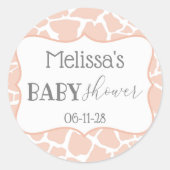 Pink Baby Girl Giraffe Runder Aufkleber (Vorderseite)