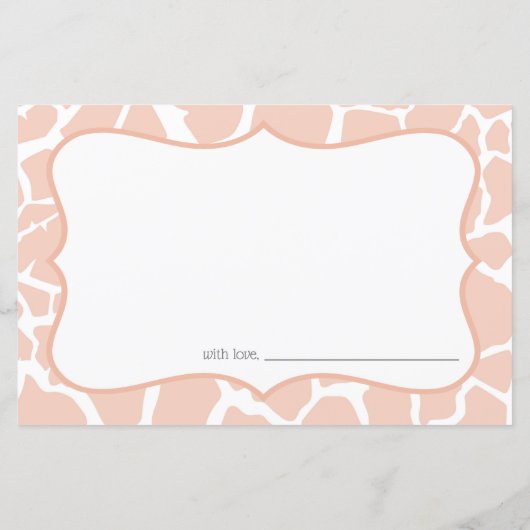 Pink Baby Girl Giraffenkarte (Rückseite)