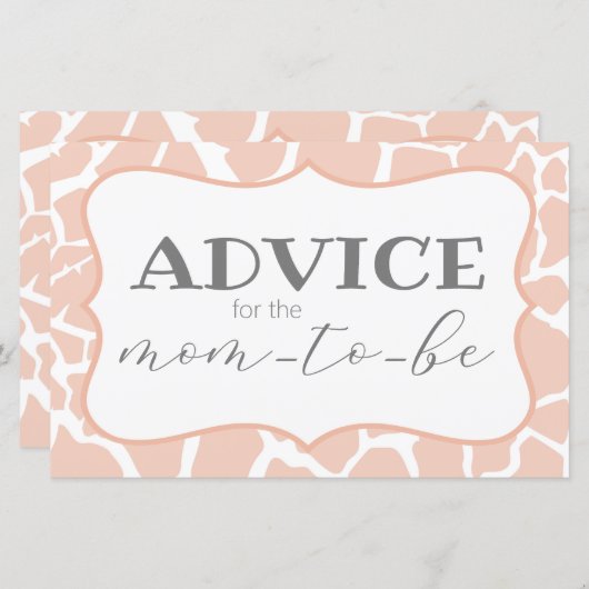 Pink Baby Girl Giraffenkarte (Vorne/Hinten)