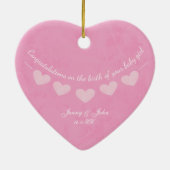 Pink Baby Girl Gratulationen bunte Herz Keramik Ornament (Hinten)