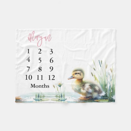 Pink Baby Girl Milestone Blanket Enten Fleecedecke (Vorderseite (Horizontal))