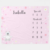 Pink Baby Girl Milestone Fleecedecke (Vorderseite (Horizontal))