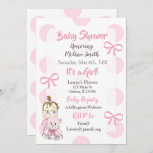 Pink Baby Girl mit Teddy Bear Dusche Einladung