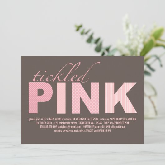 Pink Baby Girl Modern Baby Dusche Einladung (Stehend Vorderseite)