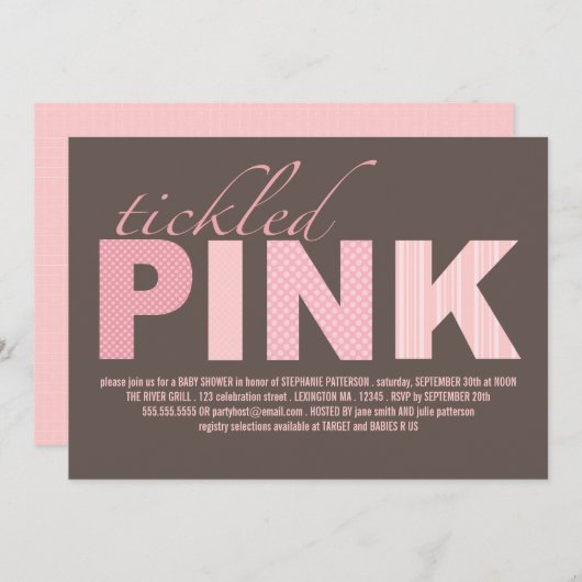 Pink Baby Girl Modern Baby Dusche Einladung (Vorne/Hinten)