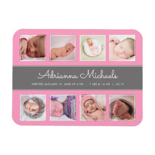 Pink Baby Girl Newborn Foto von Leimbildung Magnet
