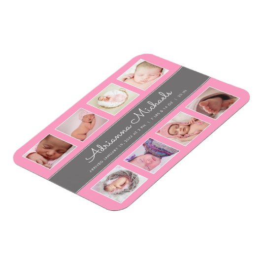 Pink Baby Girl Newborn Foto von Leimbildung Magnet (Linke Seite)