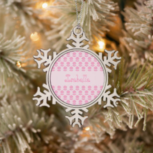 Pink Baby Girl Oyster Muschel and Pearl Individuel Schneeflocken Zinn-Ornament